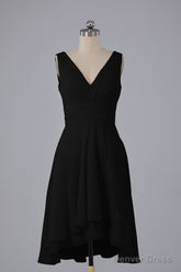 High Low Knee Length V-Neck Bridesmaid Dresses